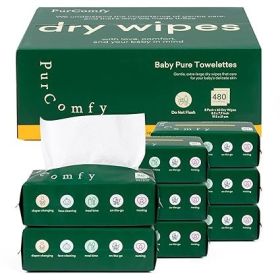 Baby Dry Wipes for Newborn, 8 Pack Plant-Based & Hypoallergenic Disposable Cloths for Baby Diaper Changes,