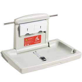 VEVOR Wall-Mounted Baby Changing Station, Horizontal Foldable Diaper Change Table with Safety Straps and Hanging Rods, Use in Commercial Bathroom